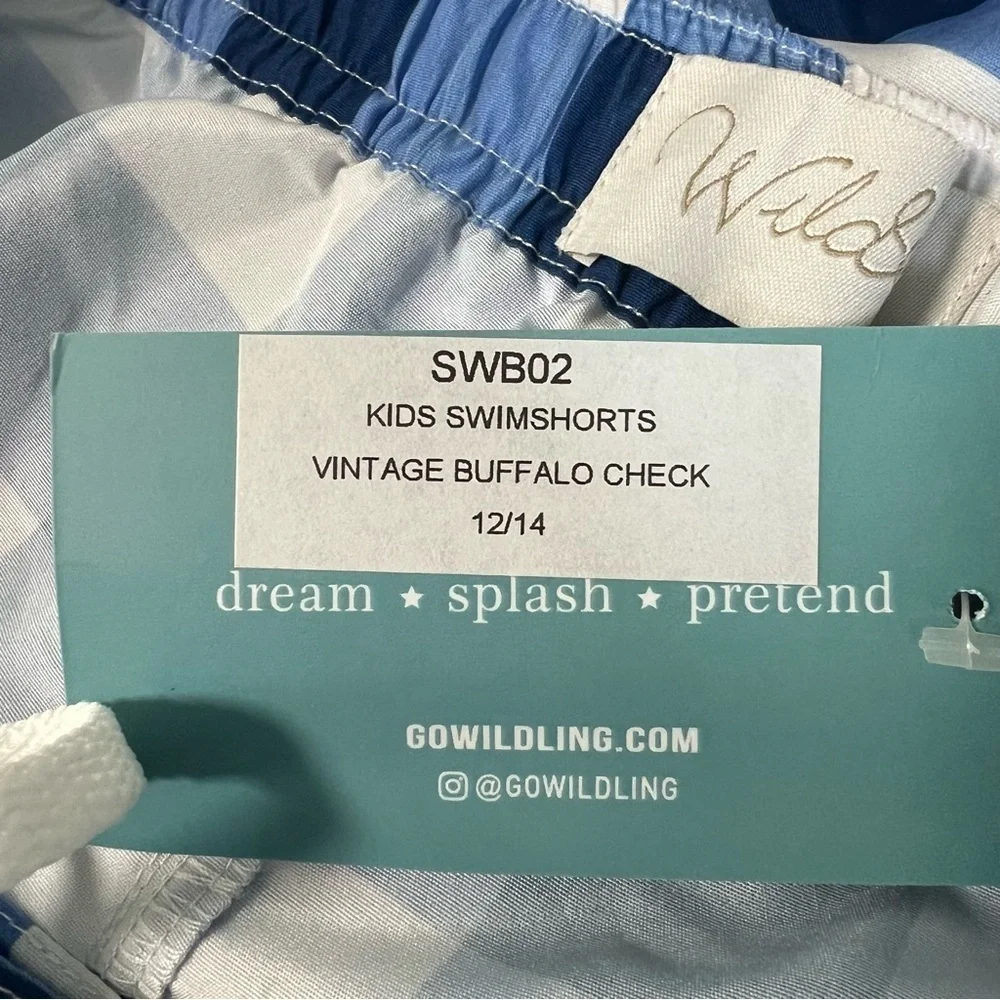 Wildling Well Dressed Wolf Vintage Buffalo Check Swim Trunks Board Shorts